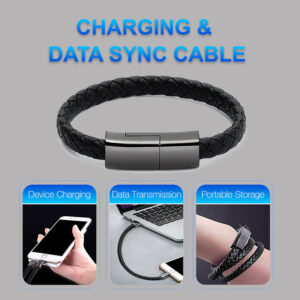 Universal Fast-Charging Bracelet Cable (USB-C / Lightning / Micro)